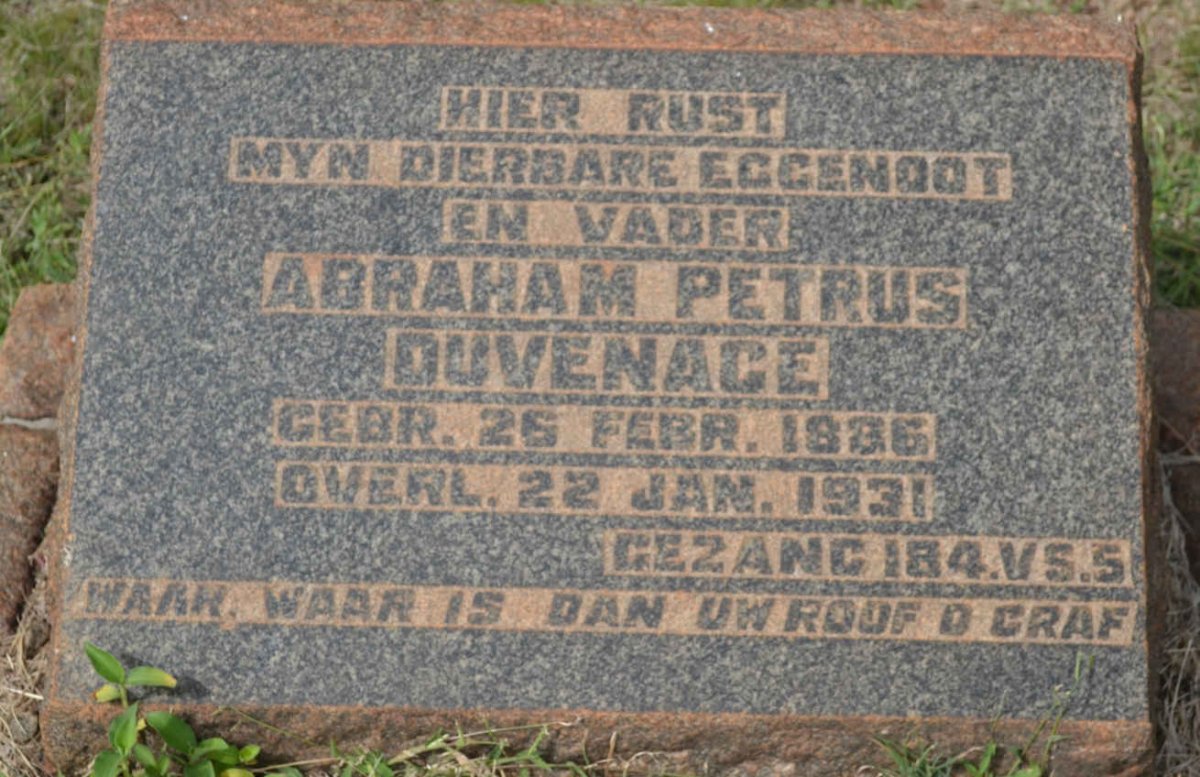 DUVENAGE Abraham Petrus 1886-1931