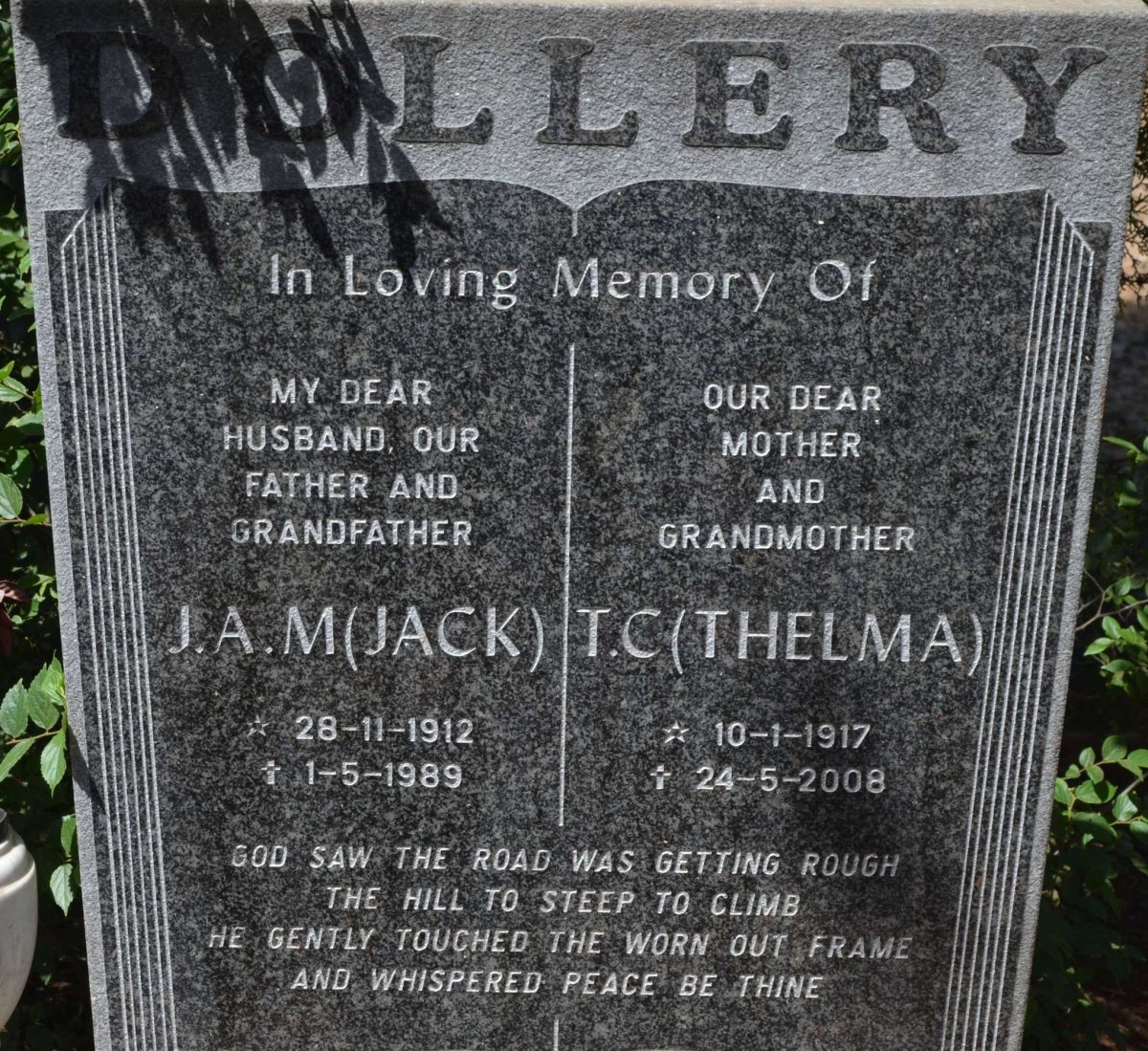 DOLLERY J.A.M. 1912-1989 &amp; T.C. 1907-2008
