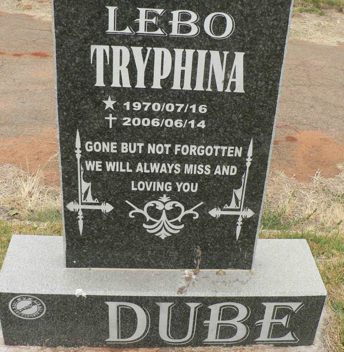 DUBE Lebo Tryphina 1970-2006