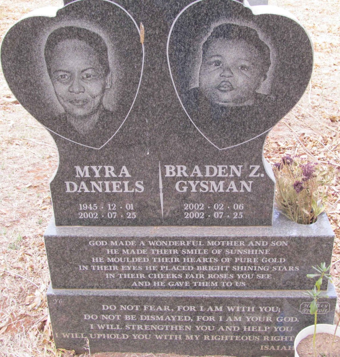 DANIELS Myra 1945-2002 :: GYSMAN Braden Z. 2002-2002