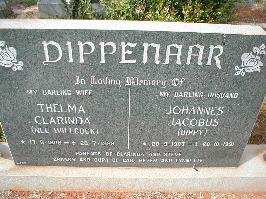 DIPPENAAR Johannes Jacobus 1907-1991 &amp; Thelma Clarinda WILLCOCK 1908-1988
