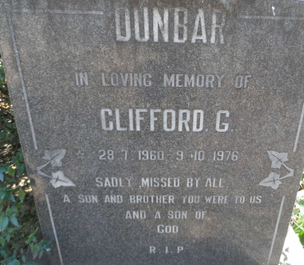 DUNBAR Clifford G. 1960-1976
