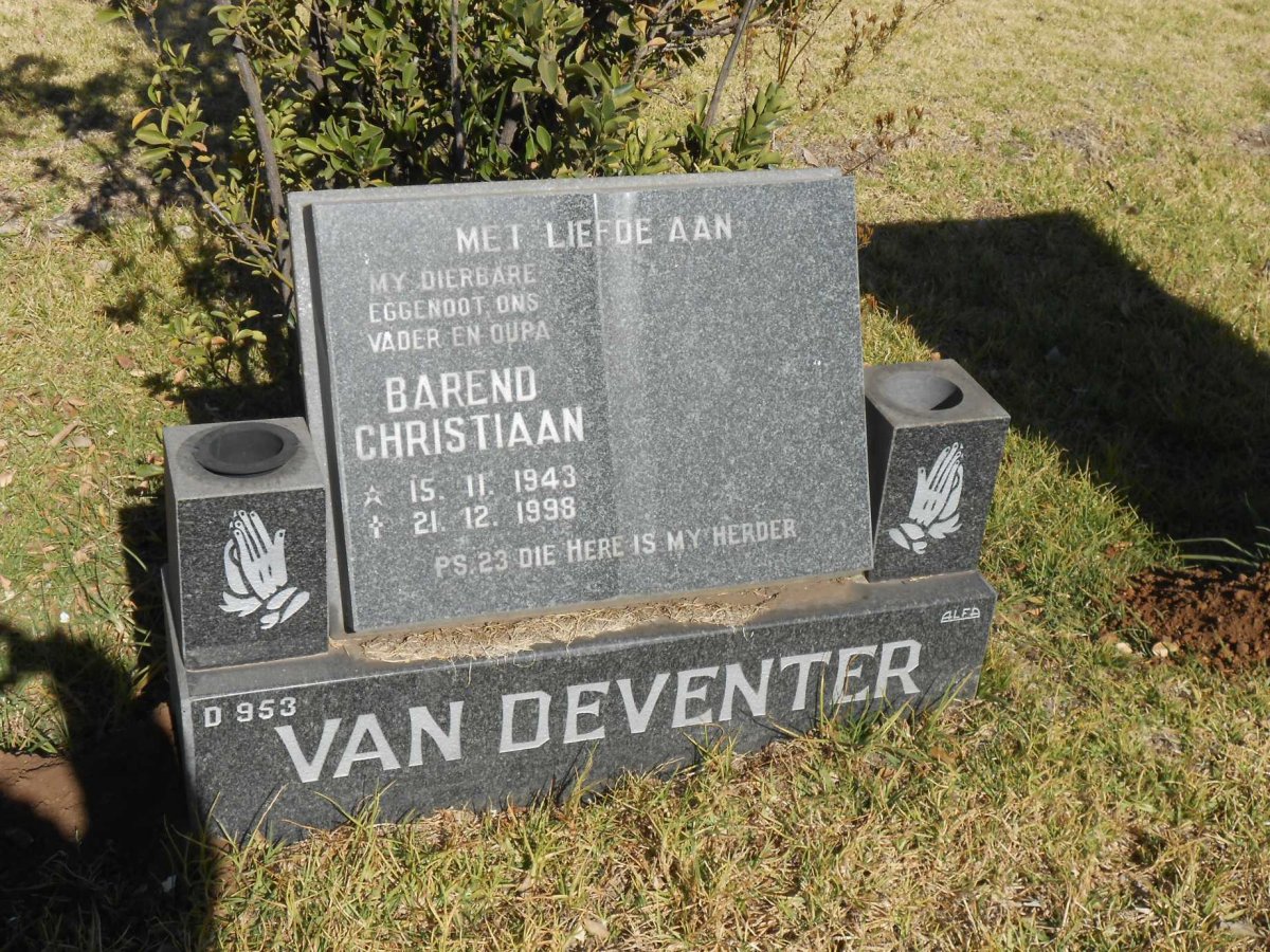 DEVENTER Barend Christiaan, van 1943-1998