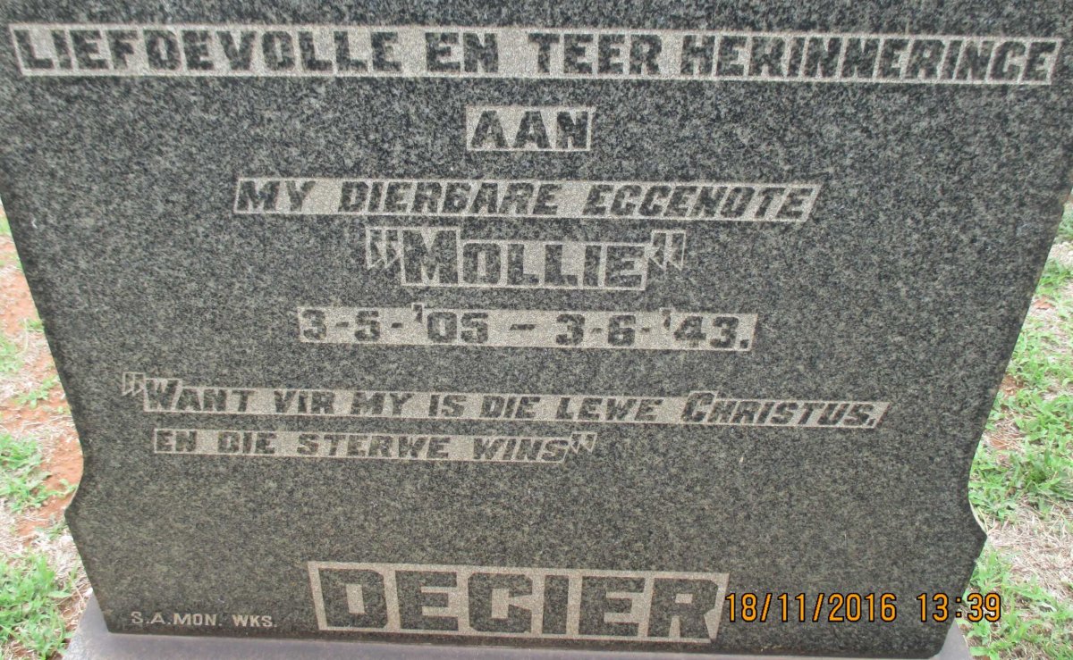DEGIER Mollie 1905-1943