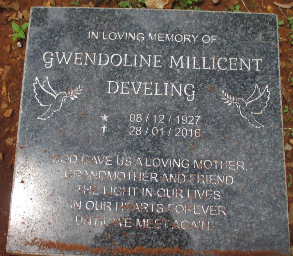 DEVELING Gwendoline Millicent 1927-2016