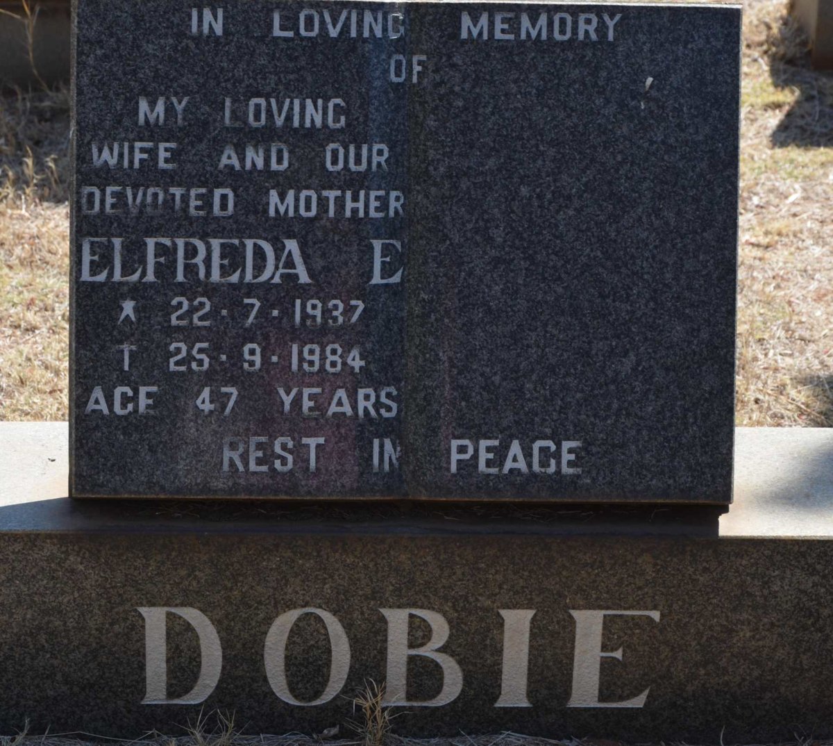 DOBIE Elfreda E. 1937-1984