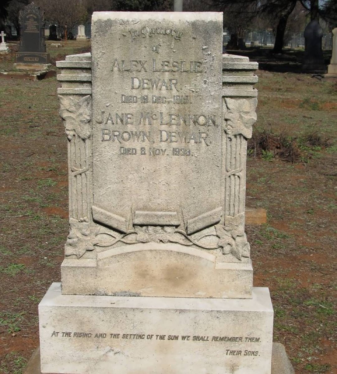 DEWAR Alex Leslie -1915 &amp; Jane McLennon Brown -1938 