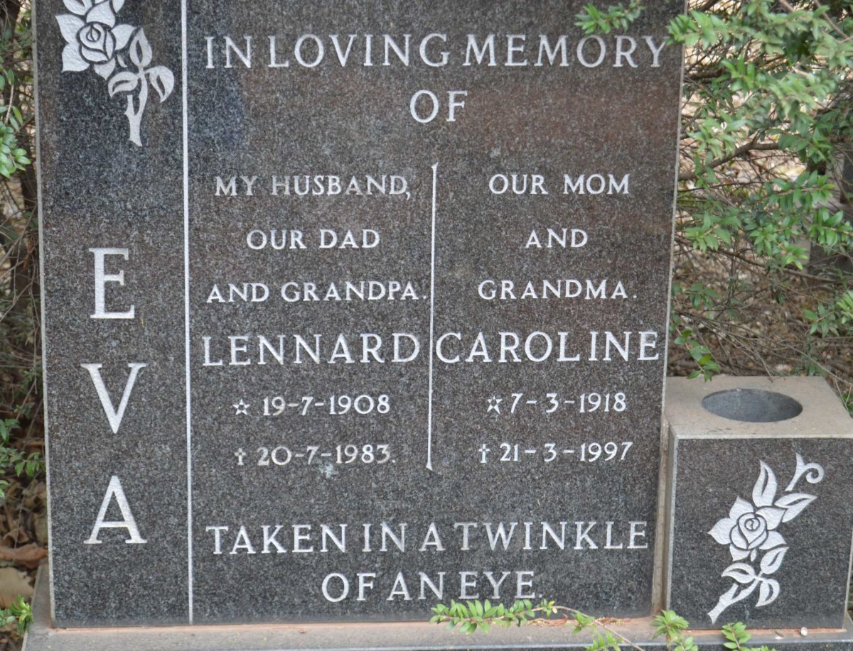 EVA Lennard 1908-1983 &amp; Caroline 1918-1997