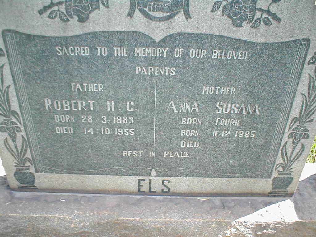 ELS Robert H.C. 1883-1955 &amp; Anna Susana FOURIE 1885-