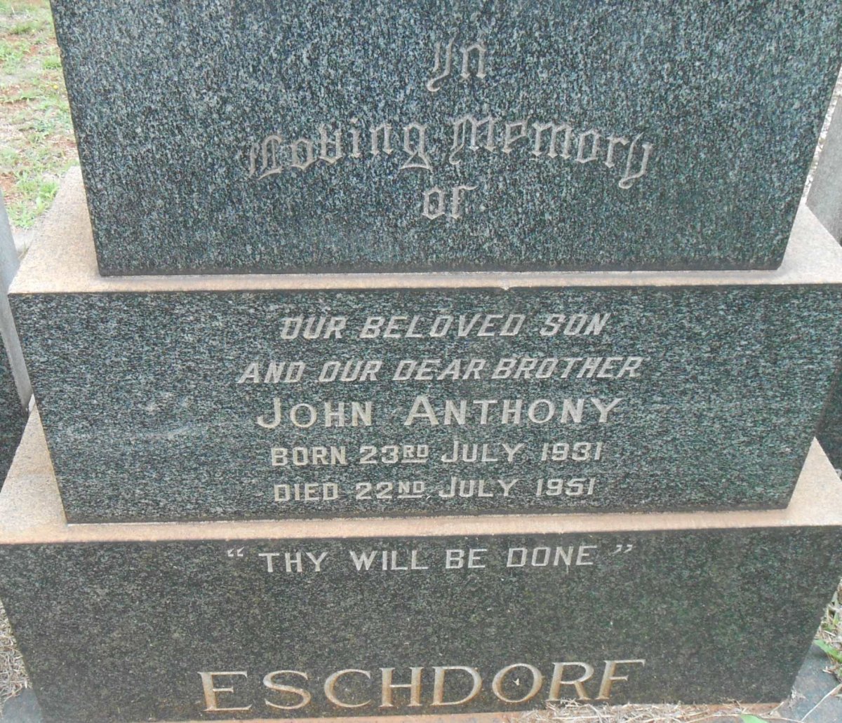 ESCHDORF John Anthony 1931-1951