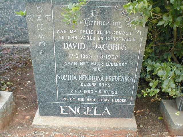 ENGELA David Jacobus 1895-1962 &amp; Sophia Hendrina Frederika BUYS 1903-1991