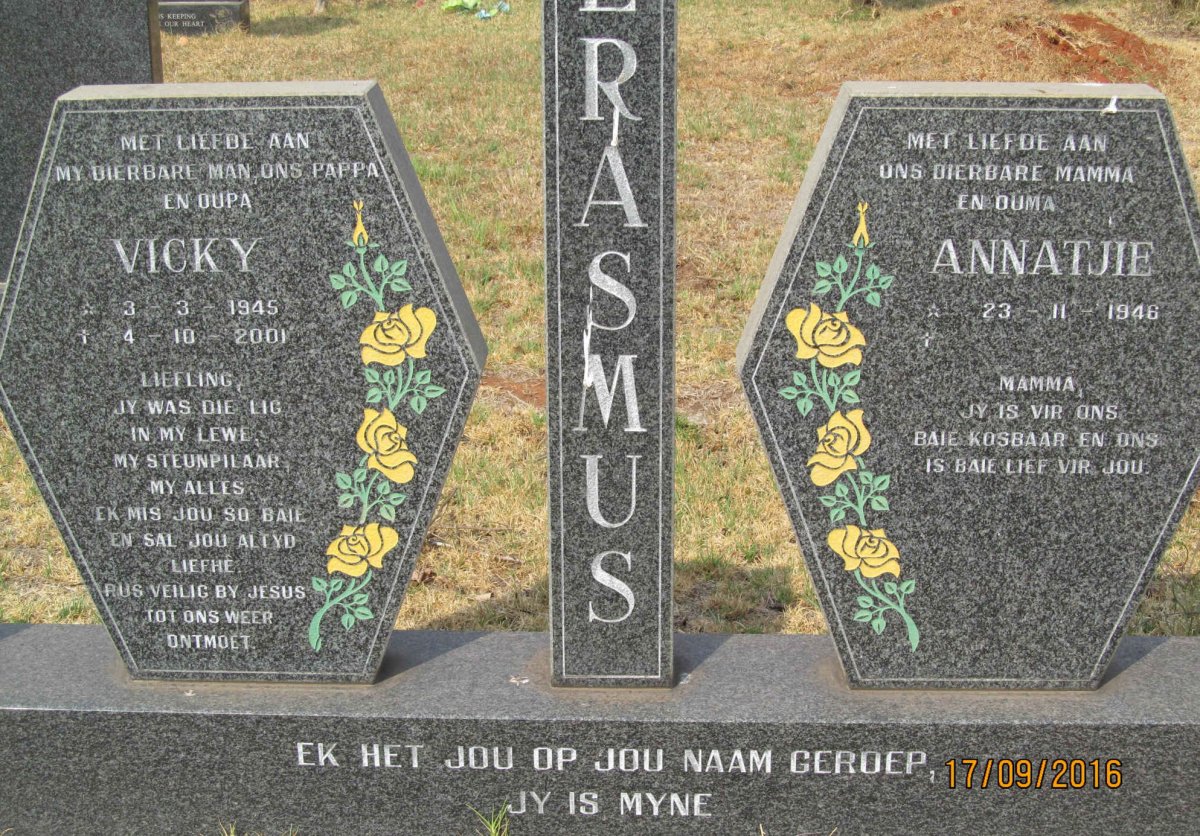 ERASMUS Vicky 1945-2001 &amp; Annatjie 1946-