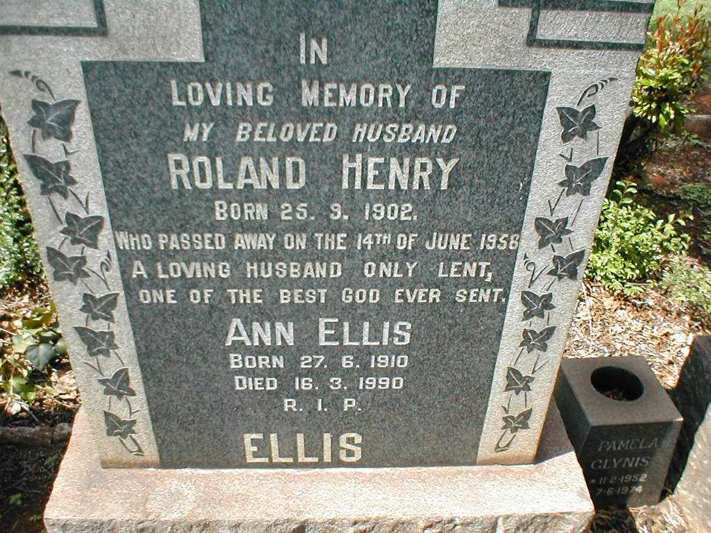 ELLIS Roland Henry 1902-195? &amp; Ann 1910-1990