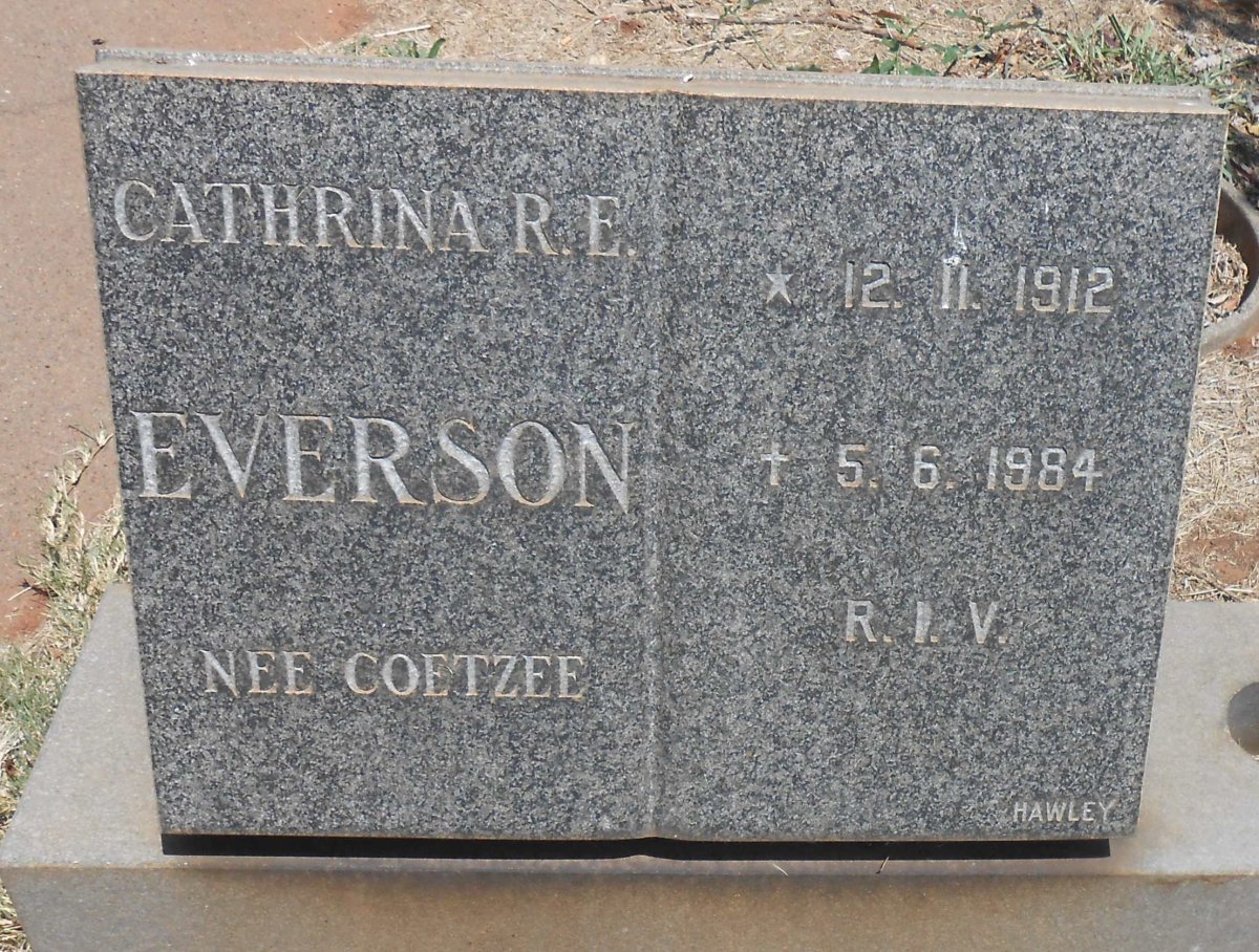 EVERSON Cathrina R.E. nee COETZEE 1912-1984