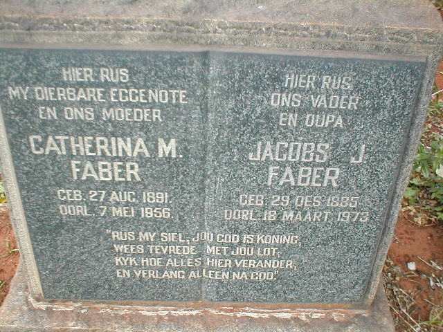 FABER Jacobs J. 1885-1973 &amp; Catherina M. 1891-1956