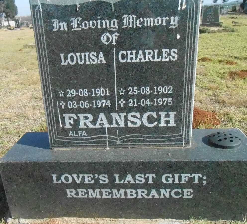 FRANSCH Charles 1902-1975 &amp; Louisa 1901-1974