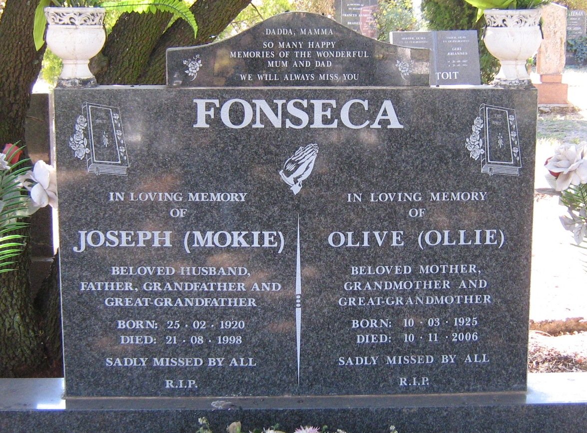 FONSECA Joseph 1920-1998 &amp; Olive 1925-2006