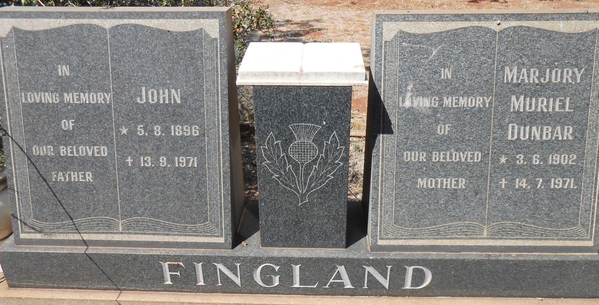 FINGLAND John 1896-1971 &amp; Marjorie Murial DUNBAR 1902-1971