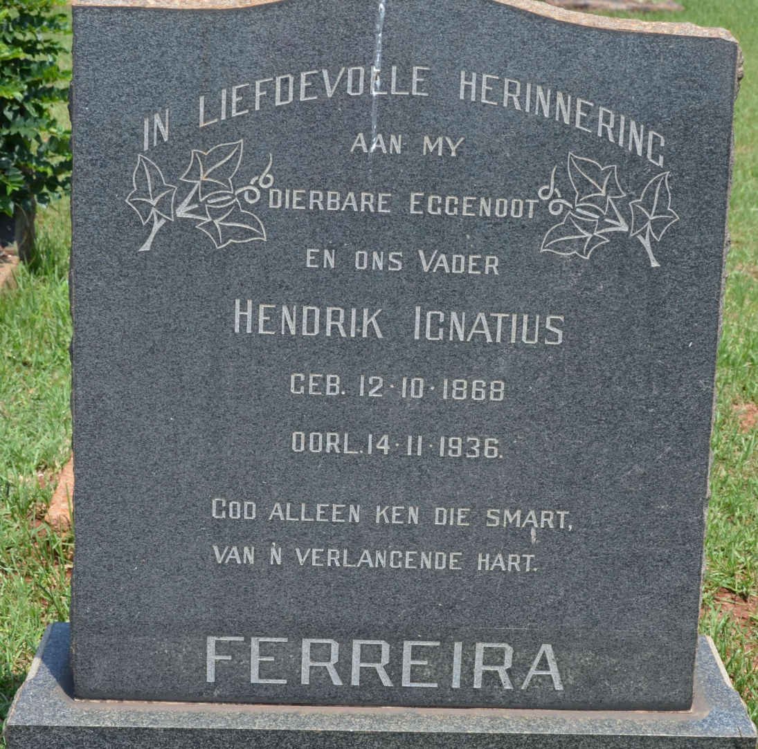 FERREIRA Hendrik Ignatius 1868-1936
