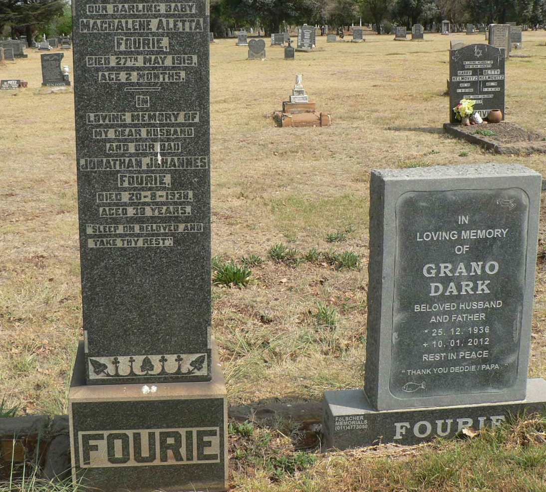 FOURIE Jonathan Johannes -1938 :: FOURIE Magdalena Aletta -1919 :: FOURIE Grano Dark 1936-2012
