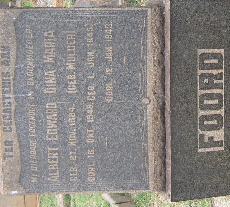 FOORD Dina Maria nee MULDER 1845-1943 :: FOORD Albert Edward 1884-1948