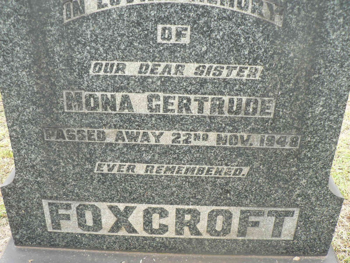 FOXCROFT Mona Gertrude -1948