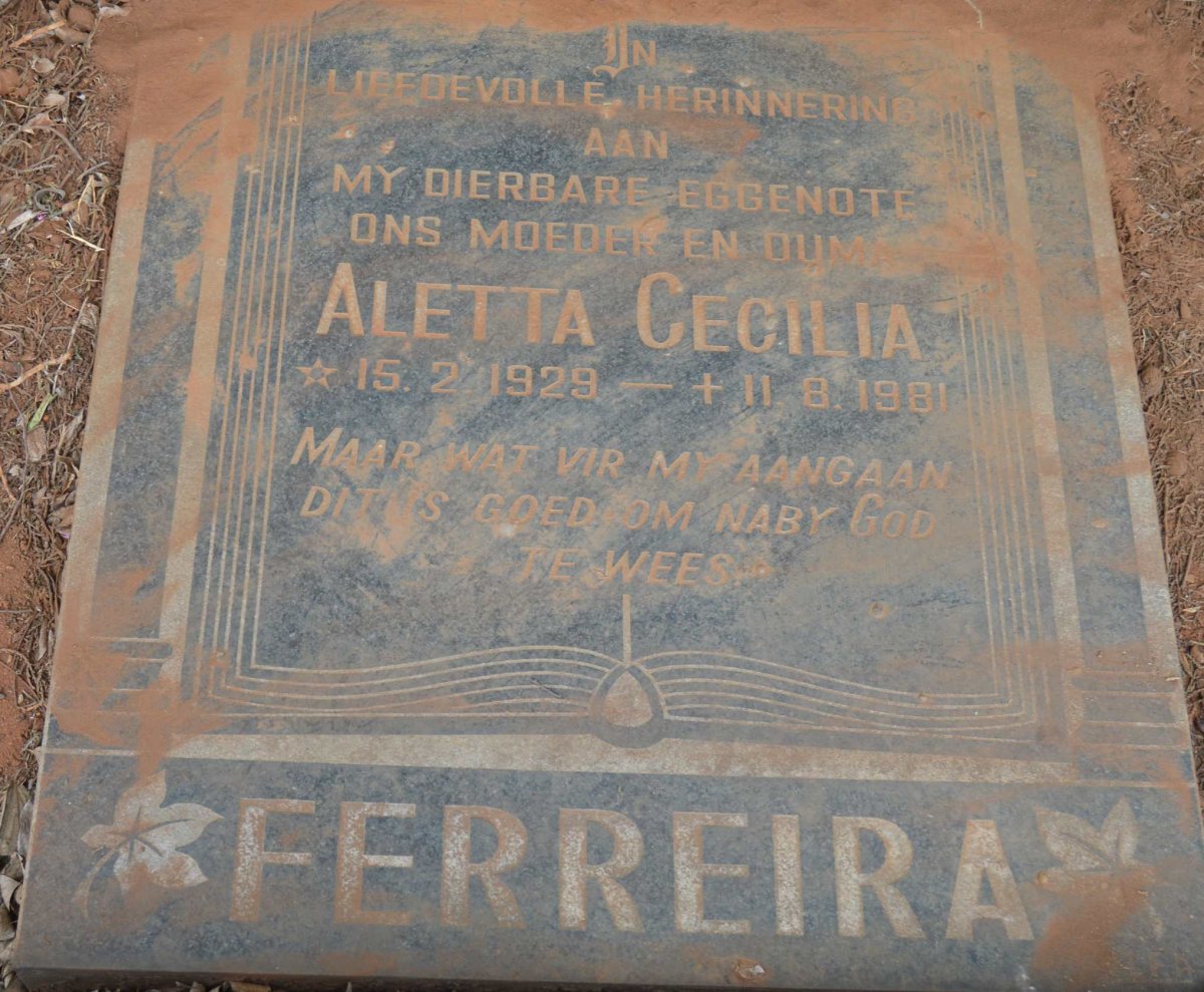 FERREIRA Aletta Cecilia 1929-1981