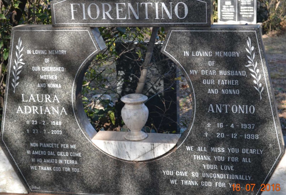 FIORENTINO Antonio 1937-1998 &amp; Laura Adriana 1948-2003