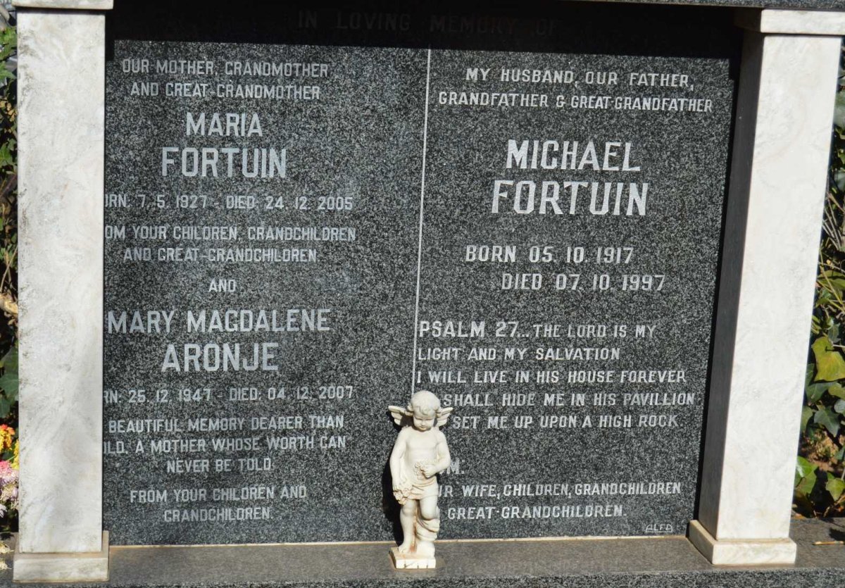 FORTUIN Michael 1917-1997 &amp; Maria 1927-2005 :: ARONJE Mary Magdalene 1947-2007