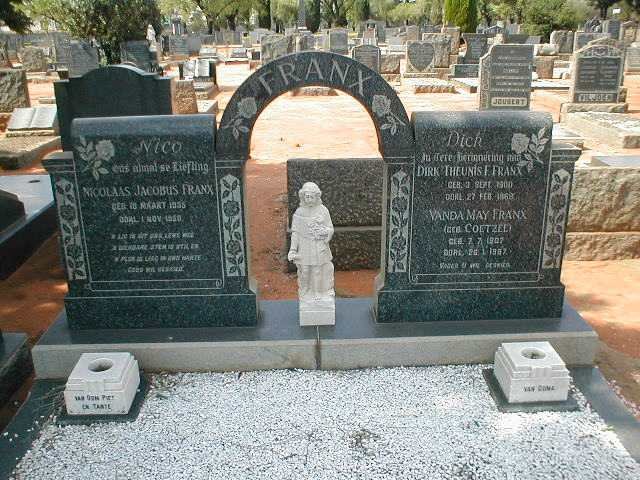 FRANX Dirk Theunis F. 1900-1969 &amp; Vanda May COETZEE 1907-1987 :: FRANX Nicolaas Jacobus 1935-1950