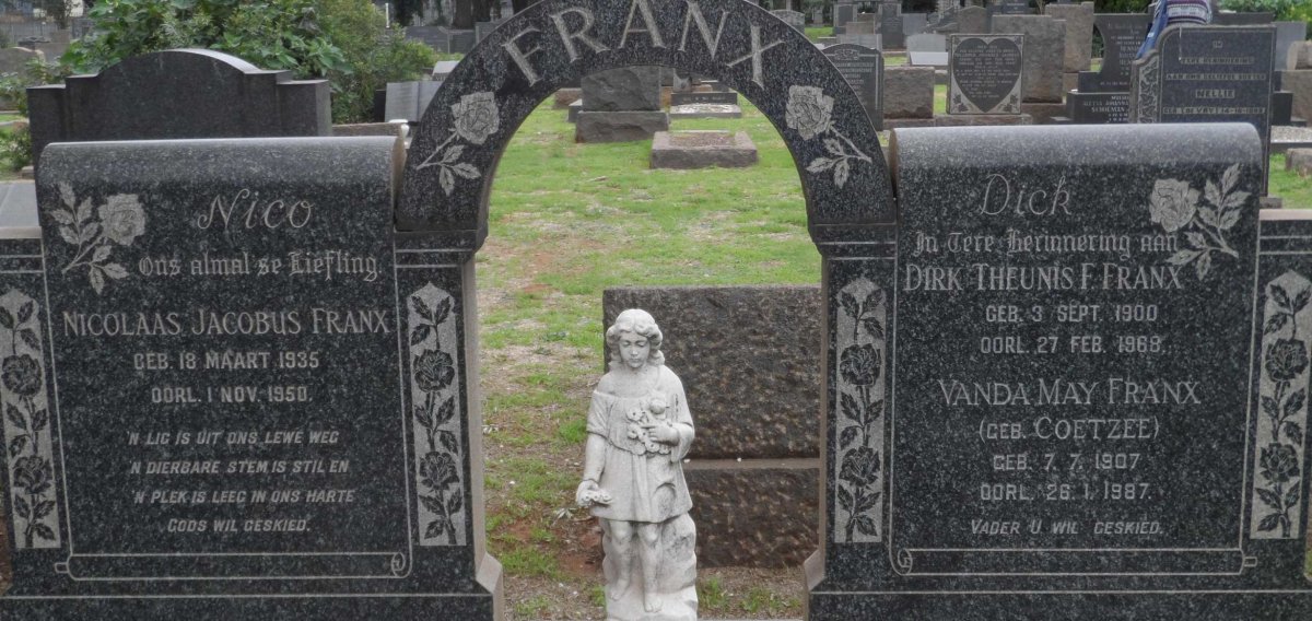 FRANX Dirk Theunis F. 1900-1968 &amp; Vanda May COETZEE 1907-1987 :: FRANX Nicolaas Jacobus 1935-1950