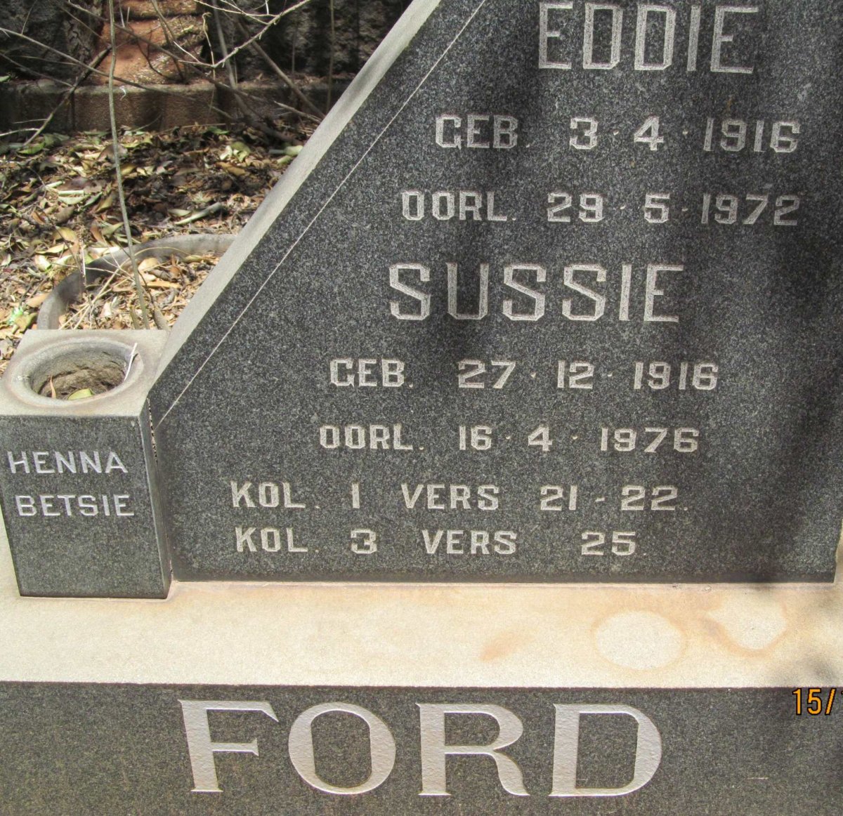 FORD Eddie 1916-1972 &amp; Sussie 1916-1976
