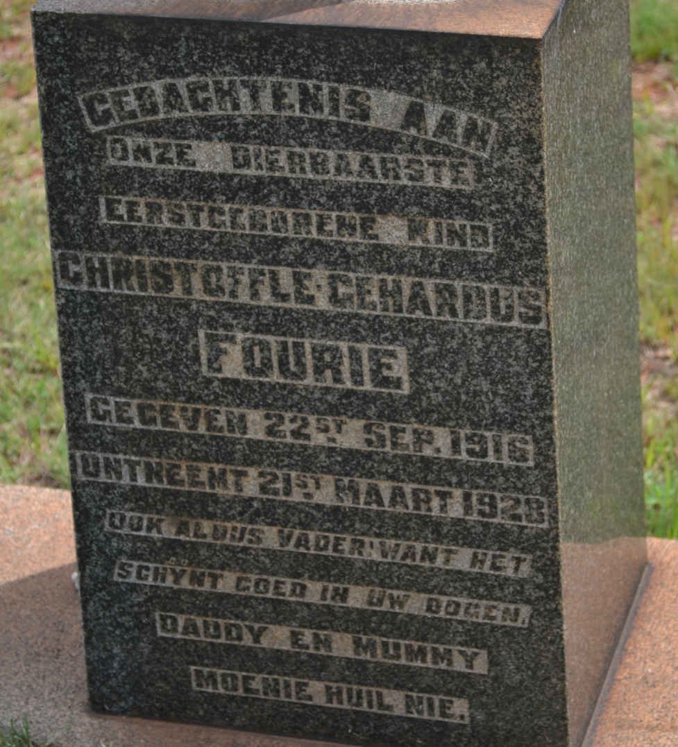 FOURIE Christoffle Gehardus 1916-1928