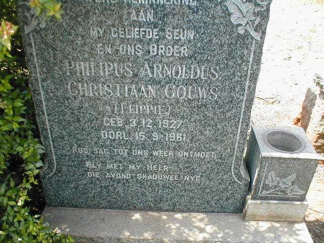 GOUWS Philipus Arnoldus Christiaan 1927-1961