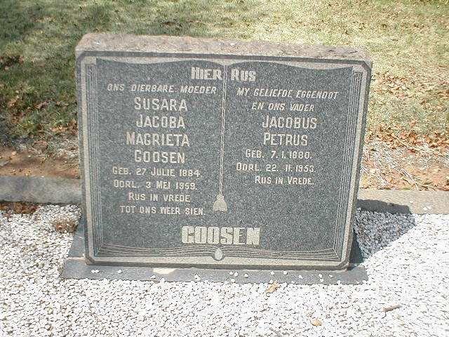 GOOSEN Jacobus Petrus 1880-1953 &amp; Susara Jacoba Magrieta 1884-1959