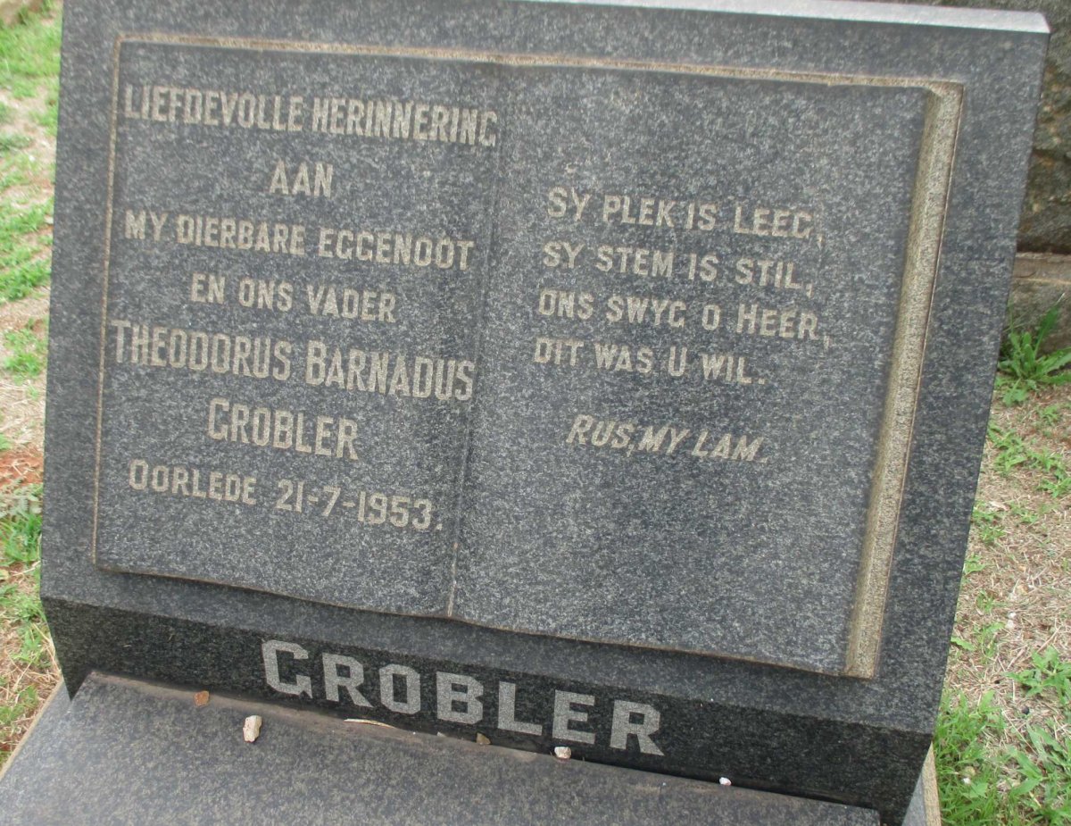 GROBLER Theodorus Barnadus -1953