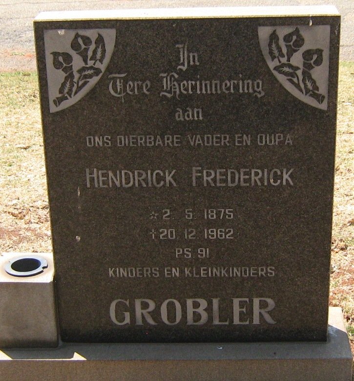 GROBLER Hendrick Frederick 1875-1962
