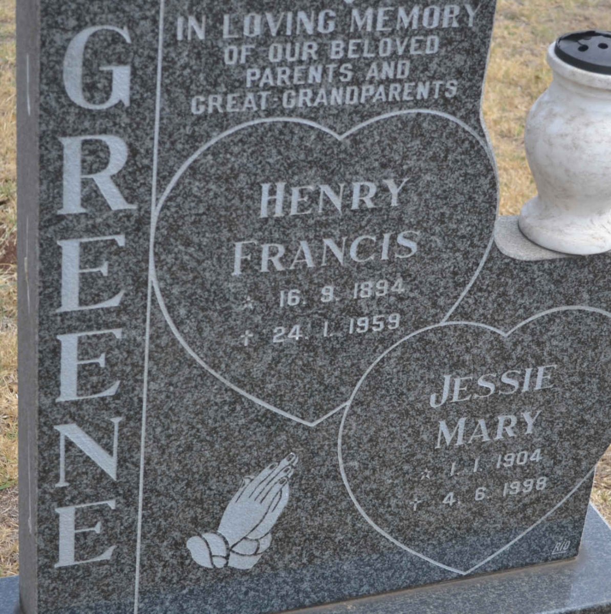 GREENE Henry Francis 1894-1959 &amp; Jessie Mary 1904-1998