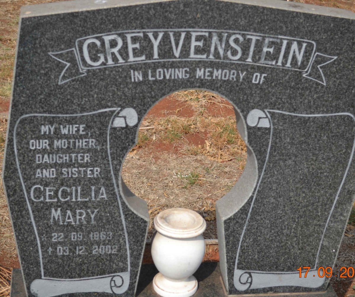 GREYVENSTEIN Cecilia Mary 1963-2002