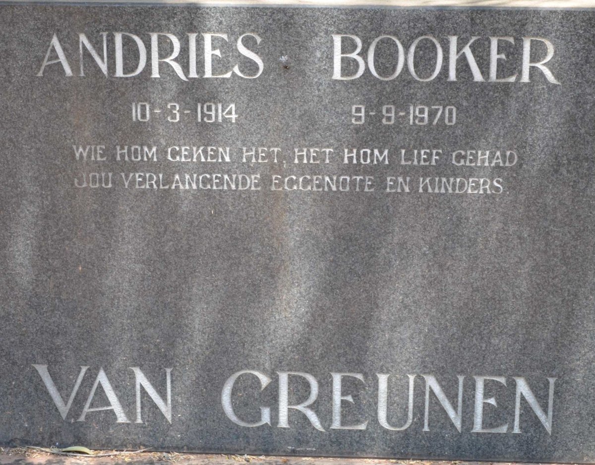 GREUNEN Andries Booker, van 1914-1970