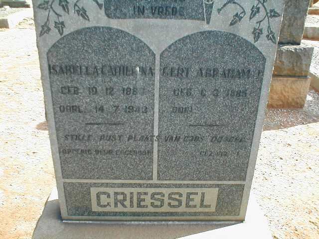 GRIESSEL Gert Abraham 1885- &amp; Isabella Catherina 1883-194?