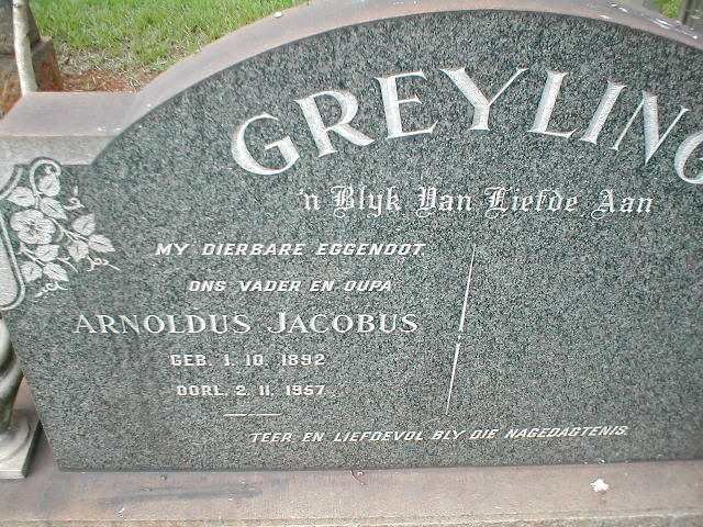 GREYLING Arnoldus Jacobus 1892-1957
