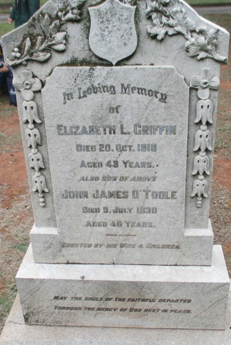 GRIFFIN Elizabeth L. -1918 :: O'TOOLE John James -1930