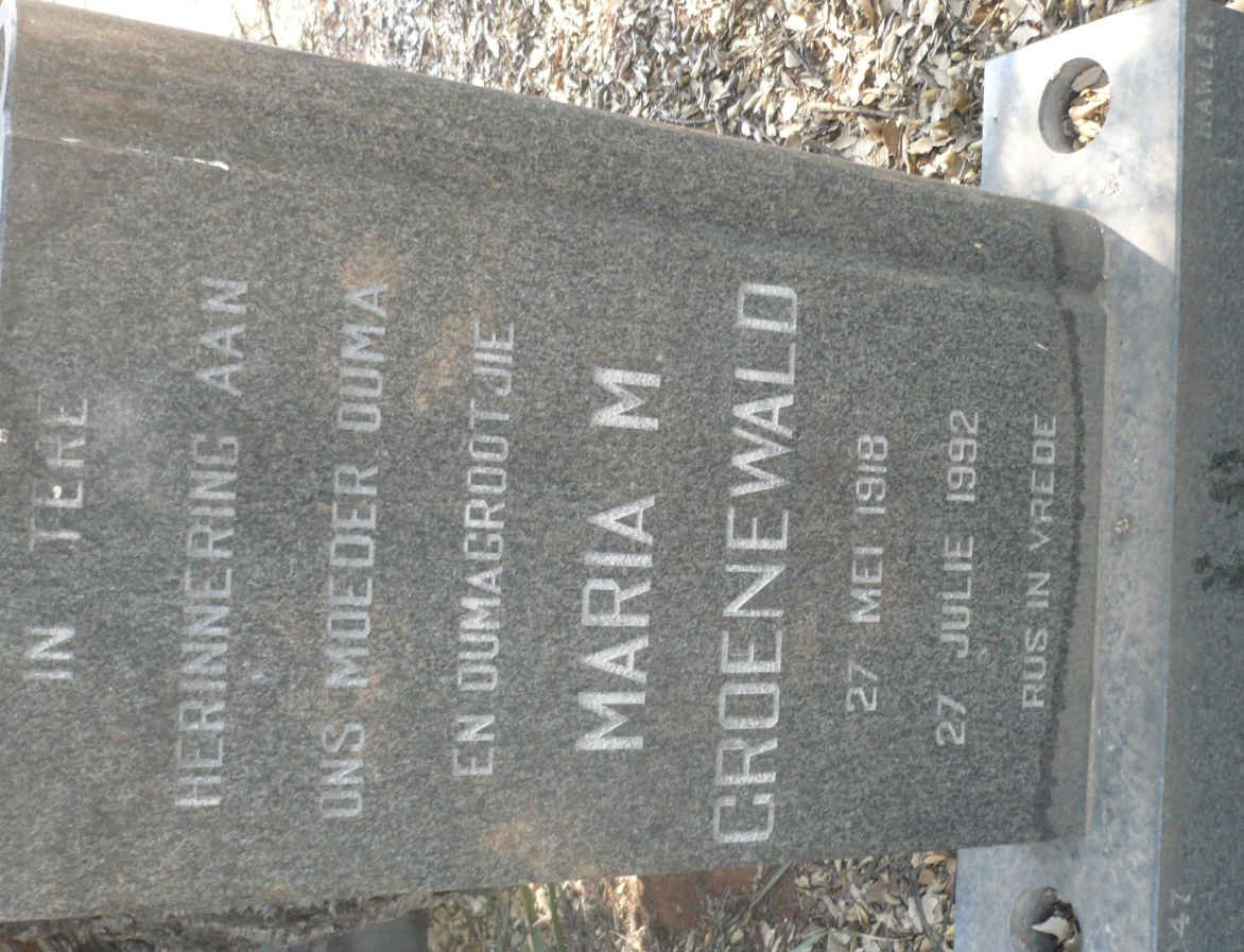 GROENEWALD Maria M. 1918-1992