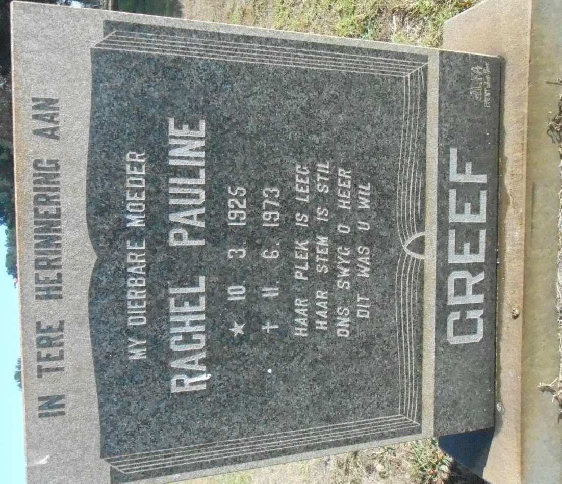 GREEF Rachel Pauline 1925-1973