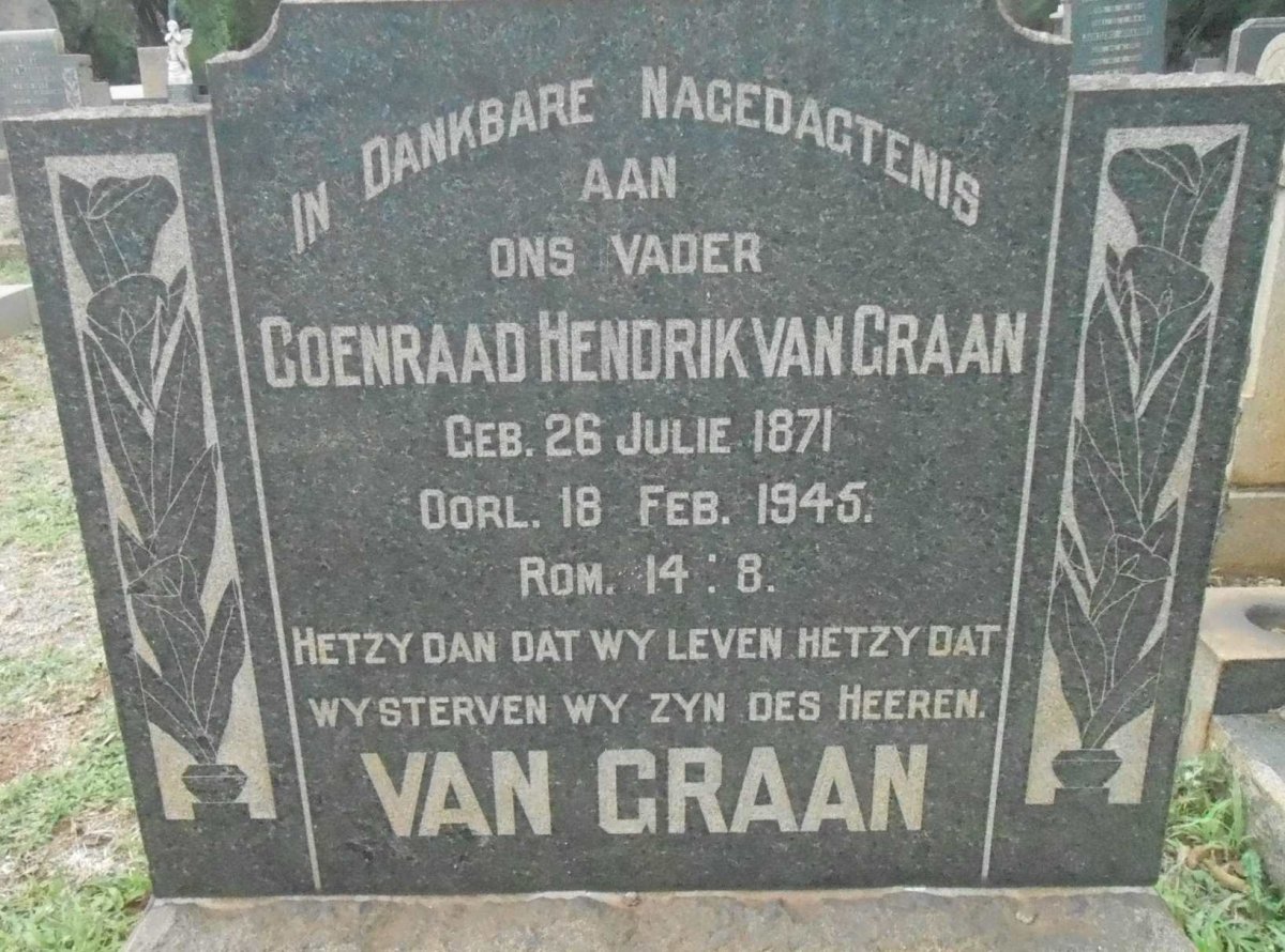 GRAAN Coenraad Hendrik, van 1871-1945