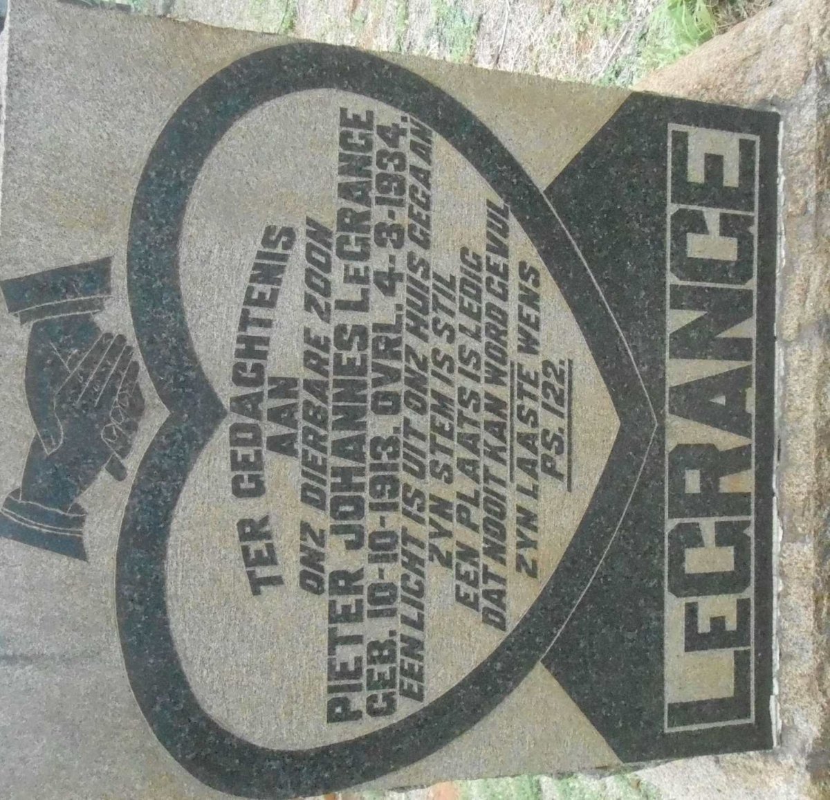 GRANGE Pieter Johannes, le 1913-1934