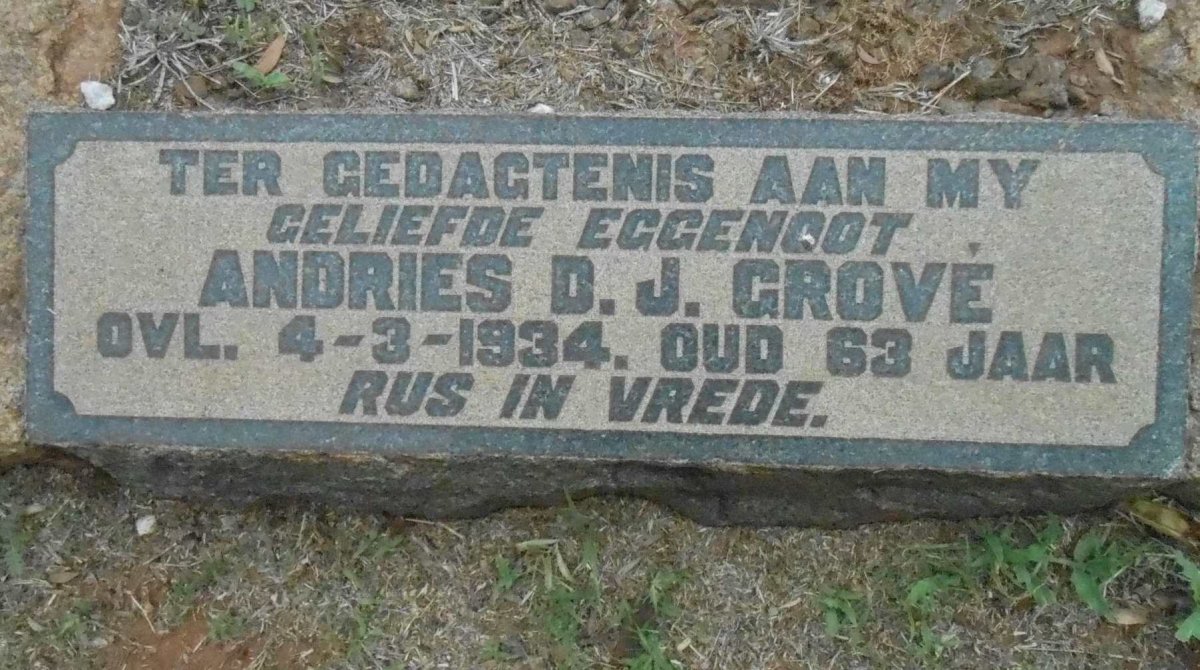 GROVÉ Andries D. J. -1934