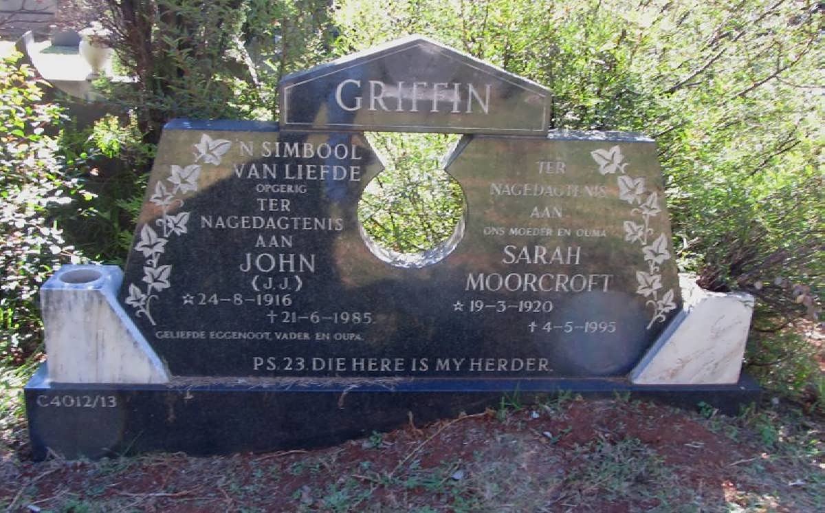 GRIFFIN J.J. 1916-1985 &amp; Sarah Moorcroft 1920-1995