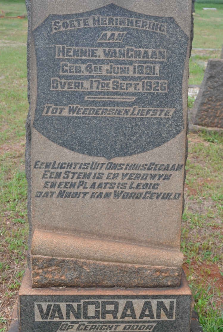GRAAN Hennie, van 1891-1926